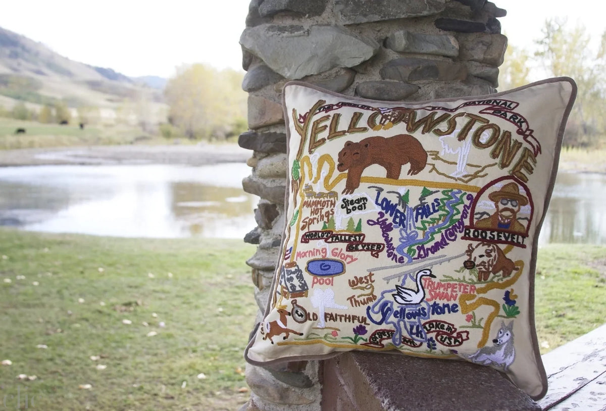 Yellowstone Hand-Embroidered Pillow