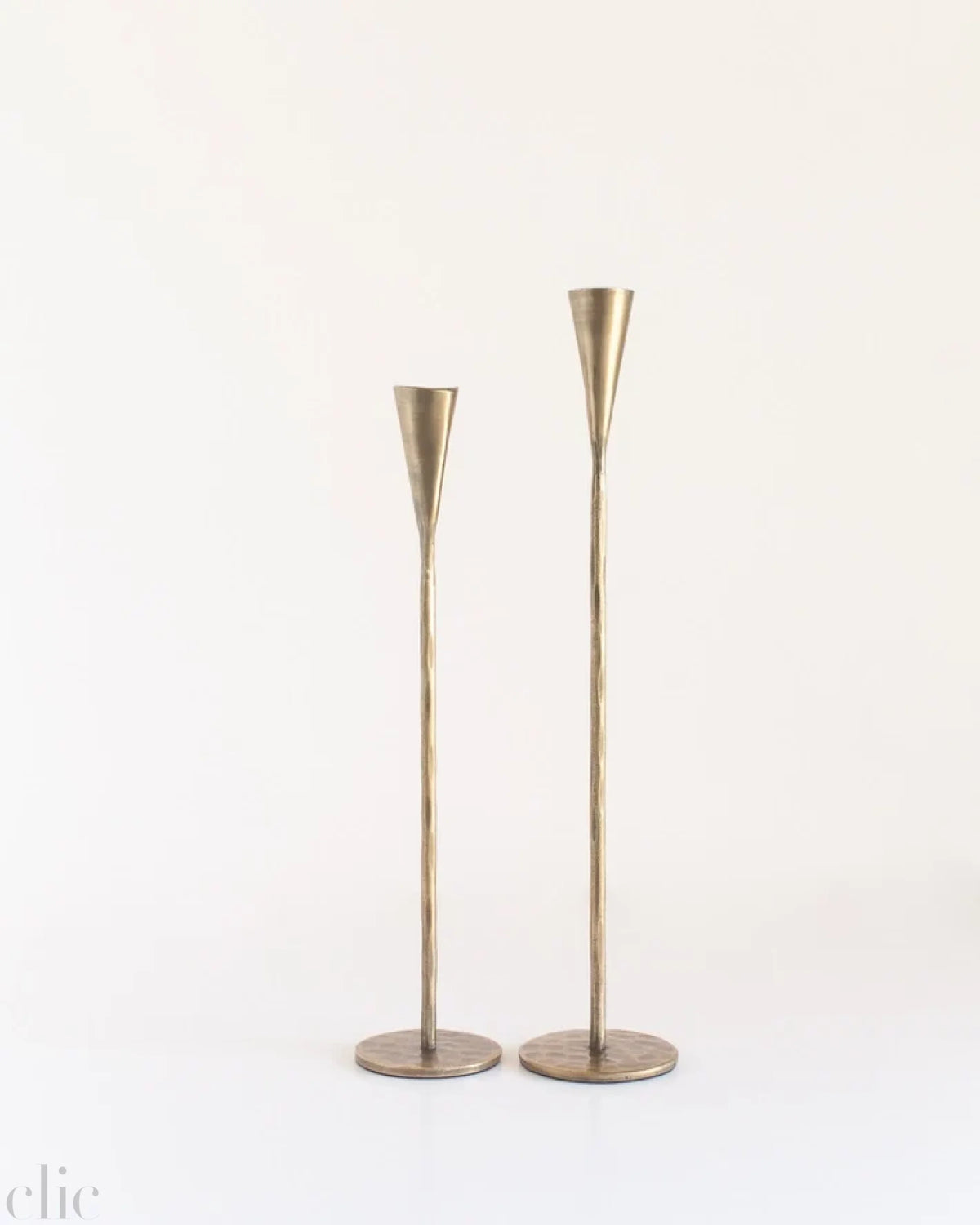Phoenix Hand Forged Iron Candle Holders in Brass
