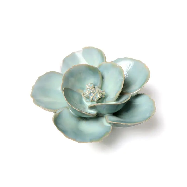 English Garden Lotus Ceramic Flower in Teal, from Chive