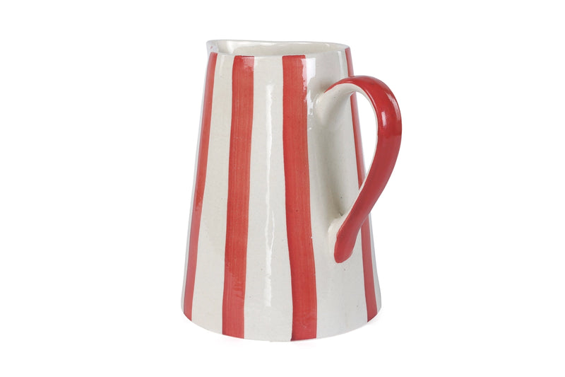 Ceramics Stripe Pitcher in Red, from Casa Amarosa