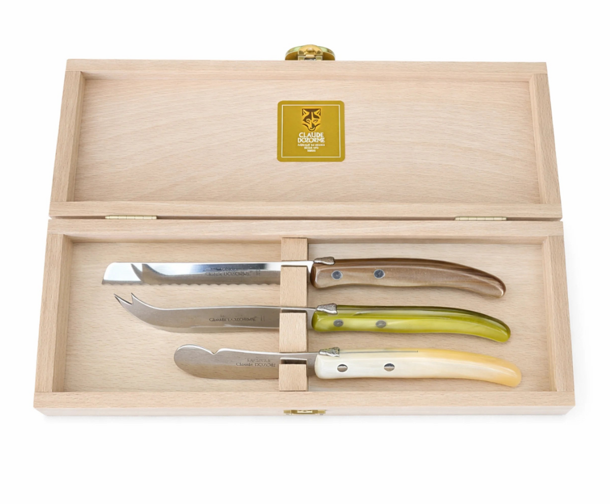 3 Piece Breakfast set in Natural, Olive, and Cappucino, from Claude Dozorme