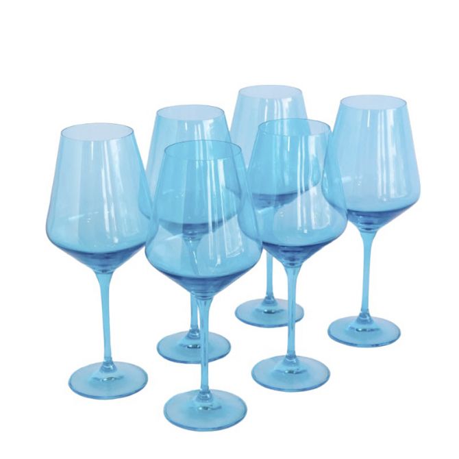 Set of 6 Steamware Wine Glasses in Ocean Blue, from Estelle