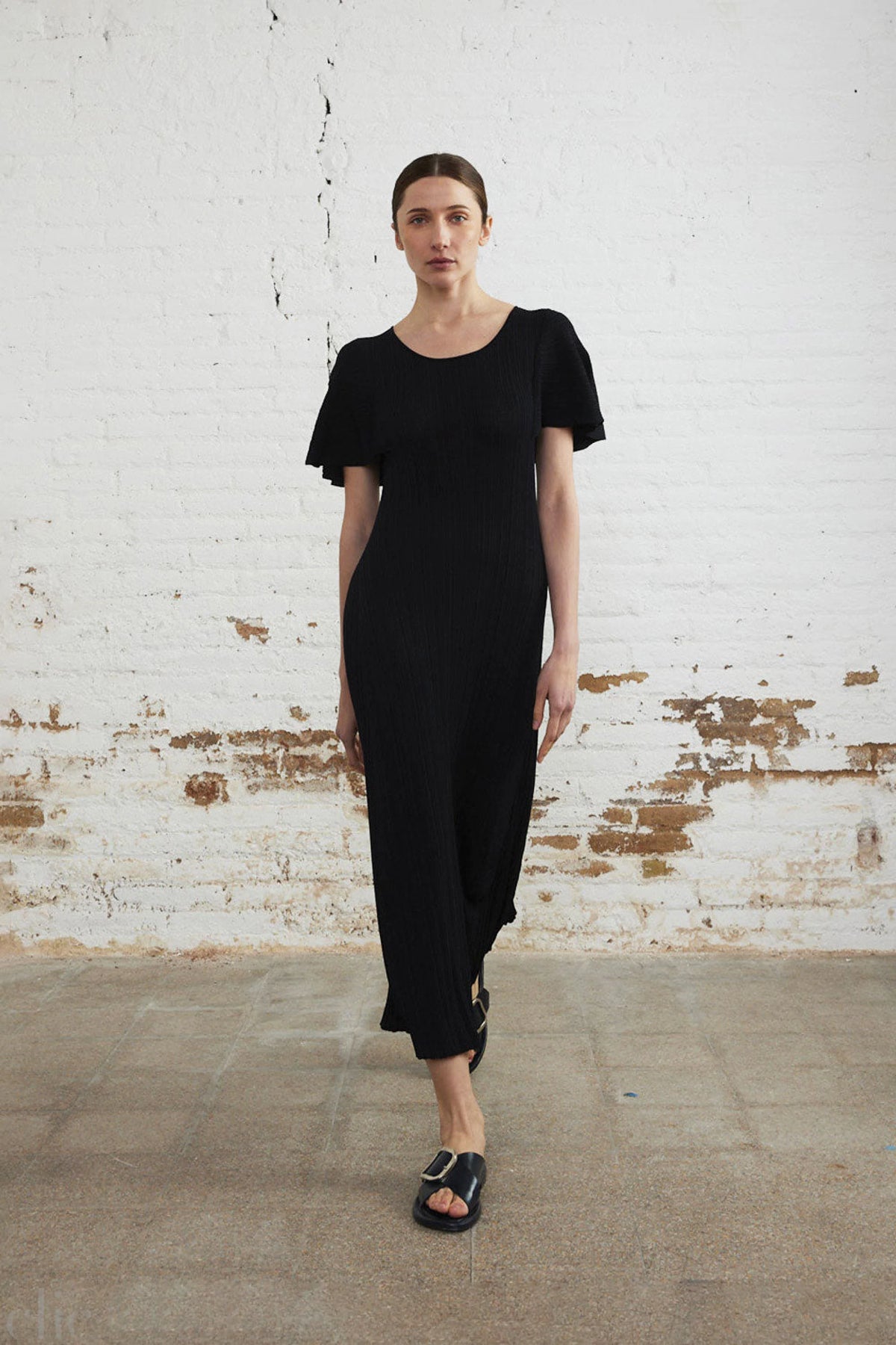 Cape Sleeve Dress in Black, from Sita Murt