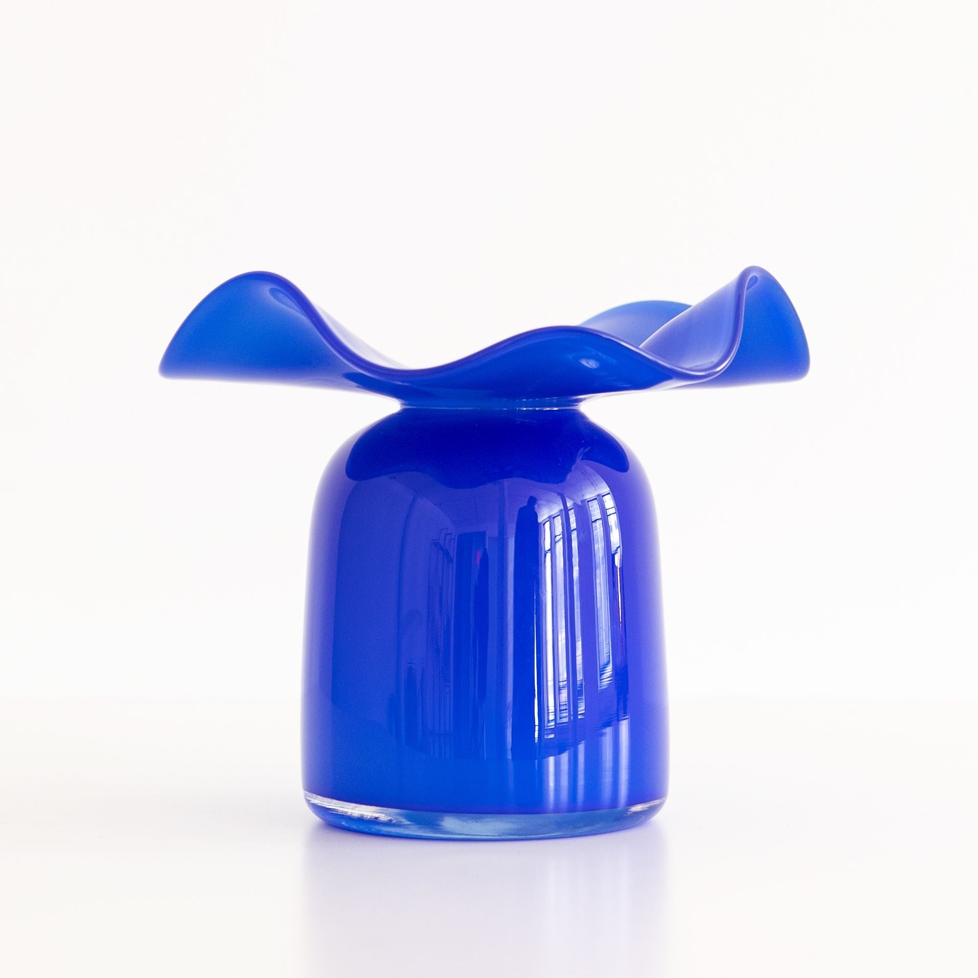 Jumbo Ruffles Bud Vase in Lapis Blue, from Terra Glassworks