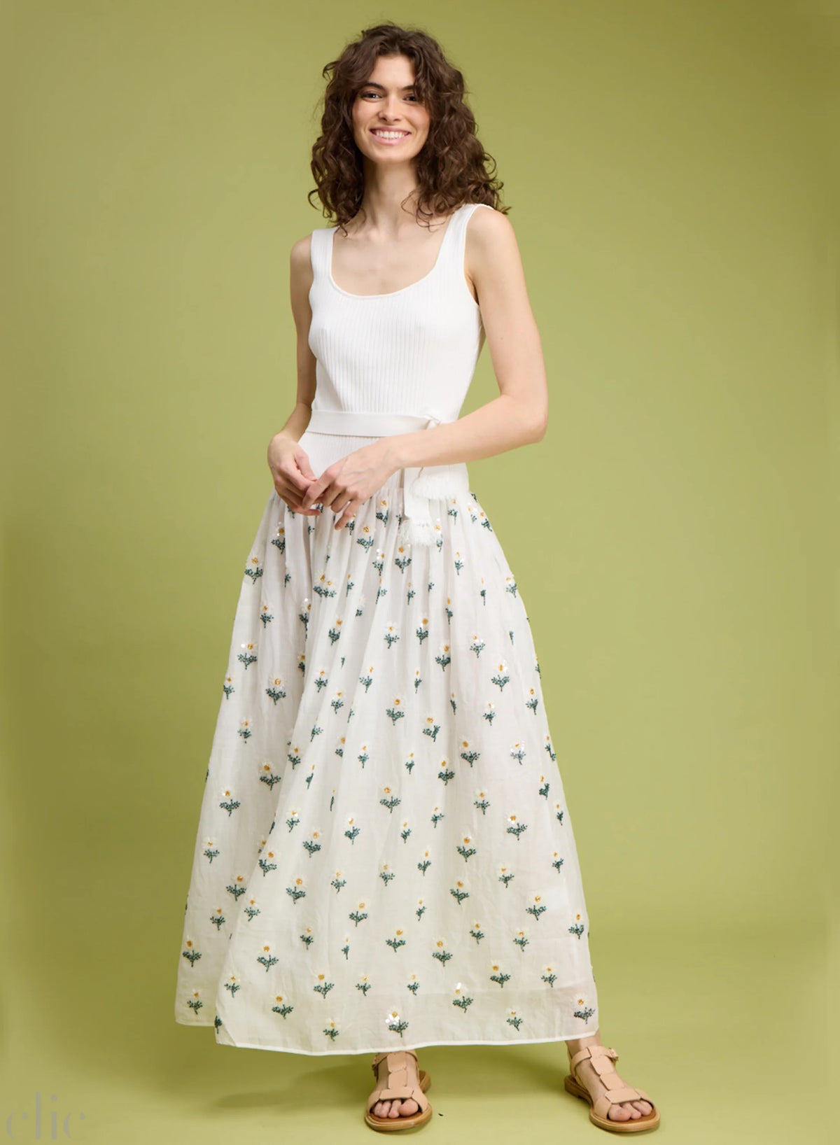 Beaded Daisy Maxi Dress in Natural, from Love Binetti