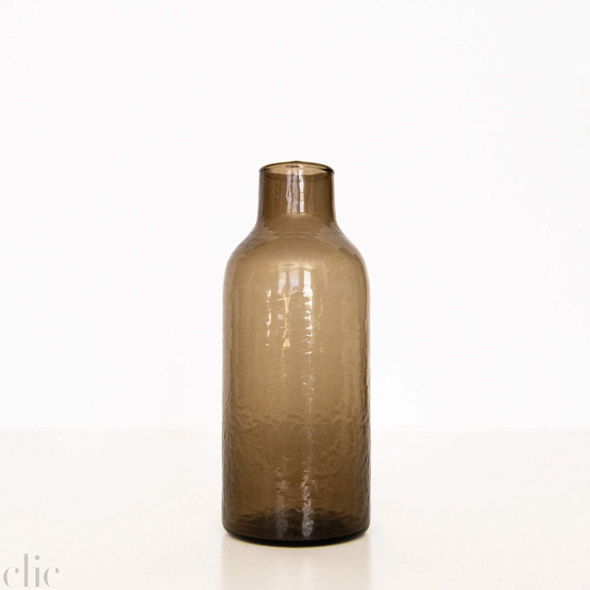 Handblown Hammered Glass Carafe in Smoke