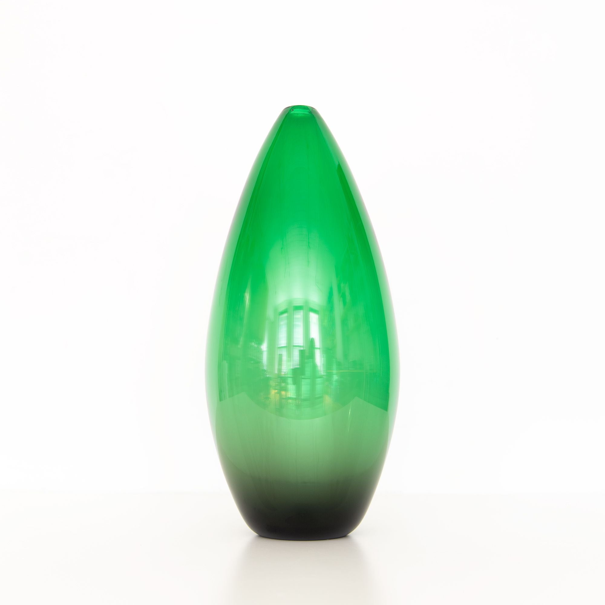 Tall Double Ombre Vase in Green and Smoke from, Nate Cotterman