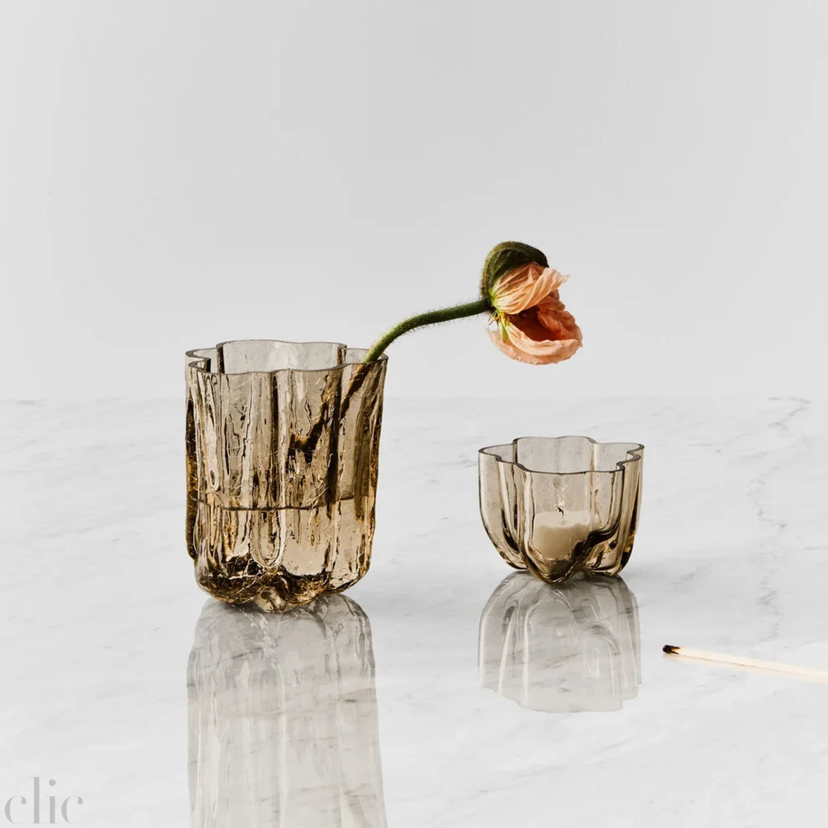 Crackle Vase in Taupe