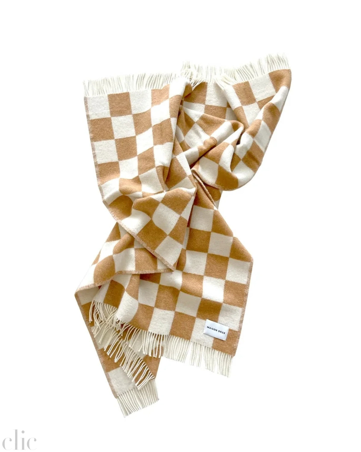 Checkerboard Blanket in Terra Borwn and White, from Maison Deux