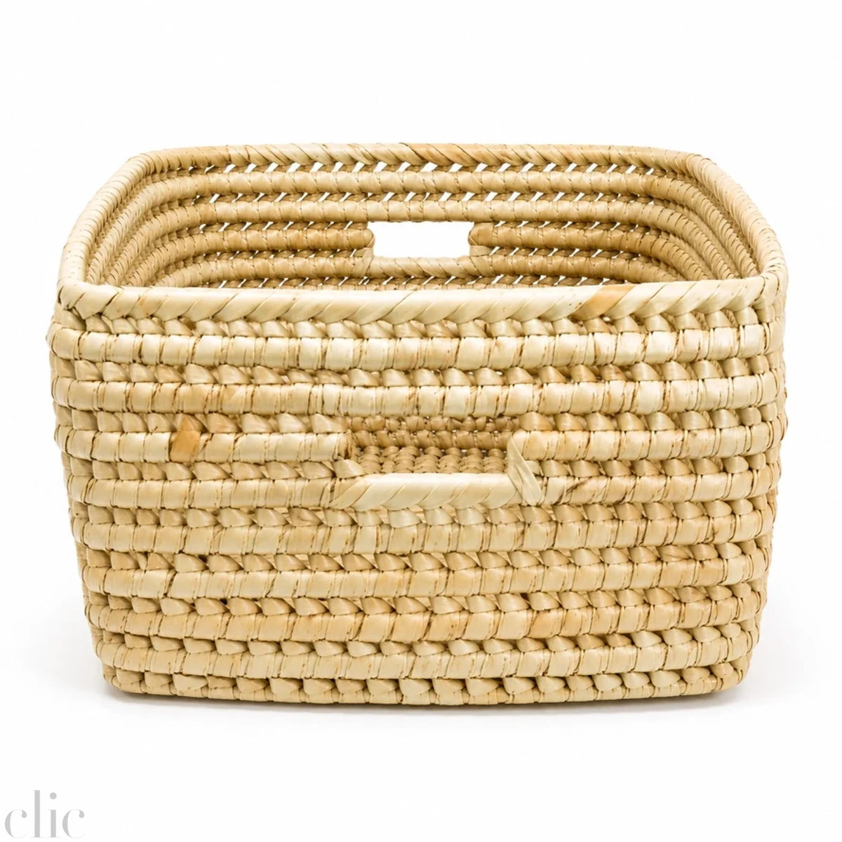 Kenyan Handles and Lidded Rectangular Organizer Basket in Natural