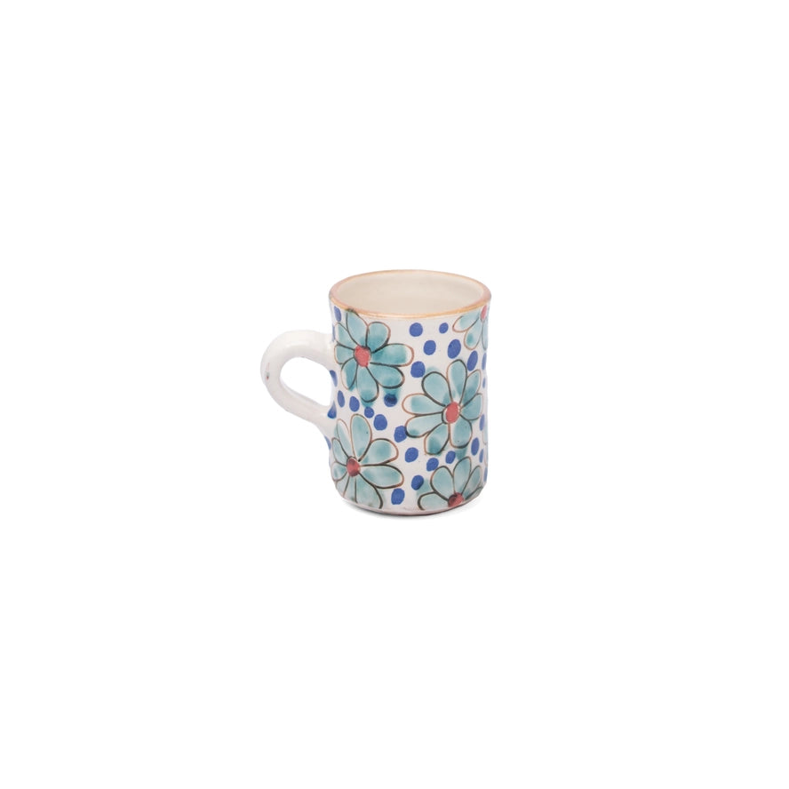 Daisy Fields Ceramic Espresso Mug in Blue, from Kiliim