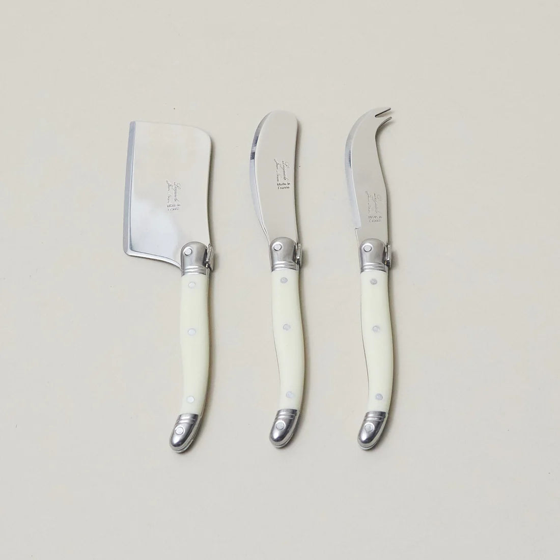 Mini Laguiole 3 Piece Cheese Set in Ivory