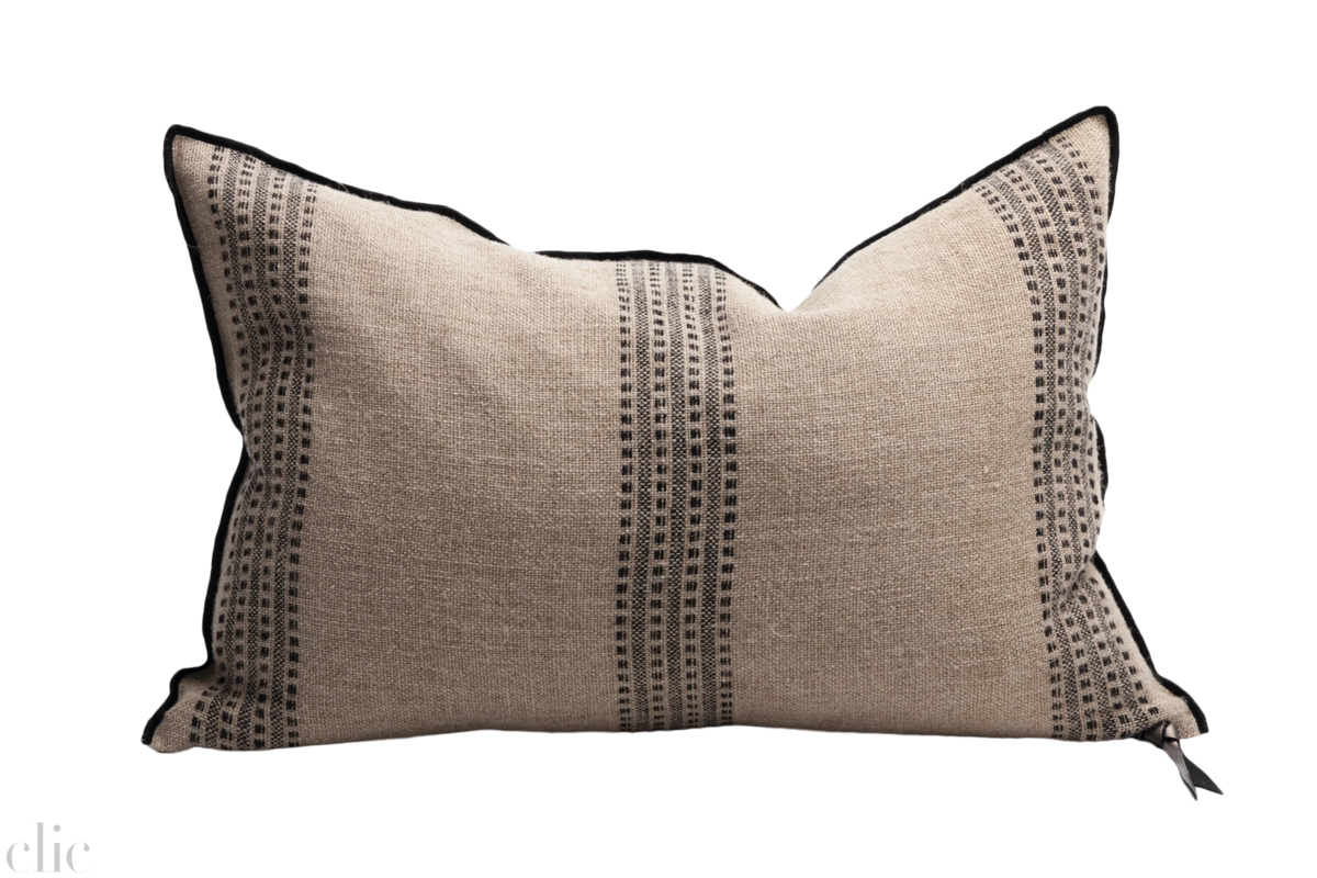 Rustic Berbere 16x24 Pillow in Natural and Black, from Maison de Vacances