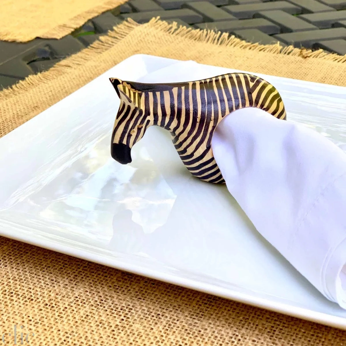 Set of 6 Mahogany Zebra Napkin Rings