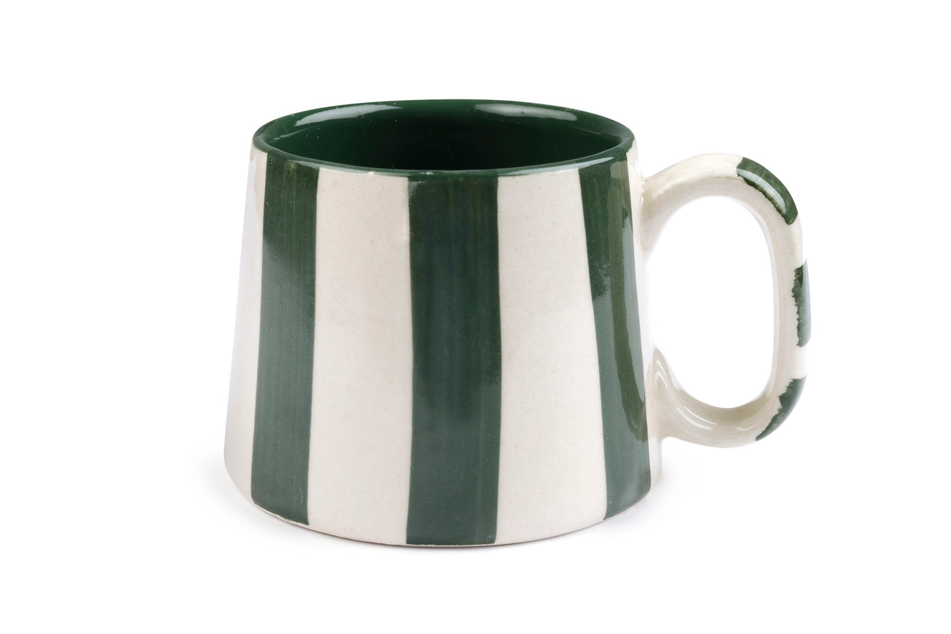 Ceramic Stripe Coffee Cup in Olive, from Casa Amarosa