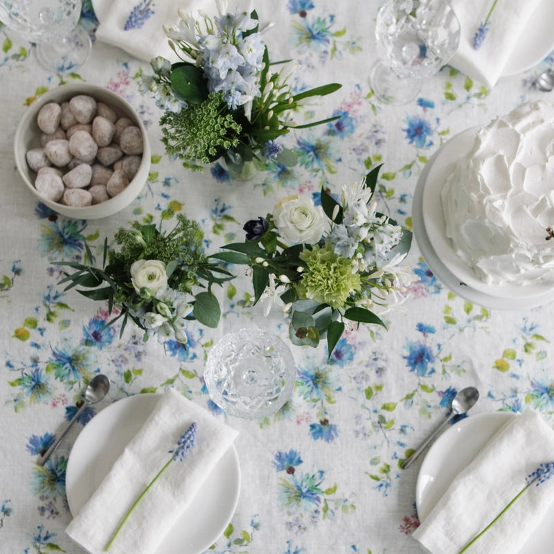 White Flowers Tablecloth, from Linen Tales