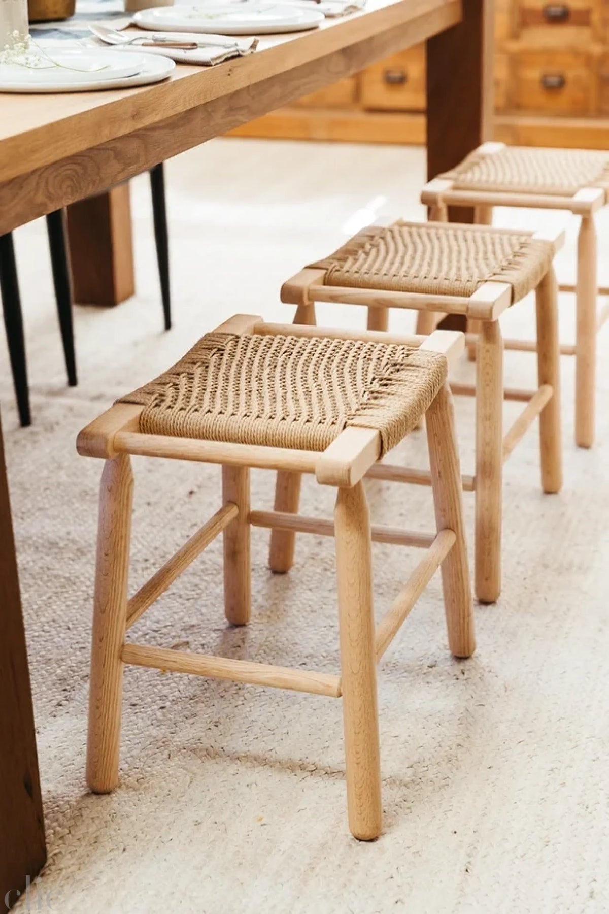 Danish Cord Bench in Natural