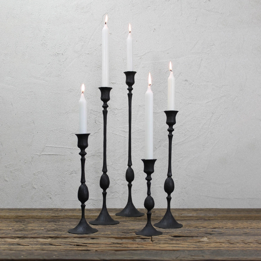Extra Large Petro Taper Candle Holder in Black, from HomArt