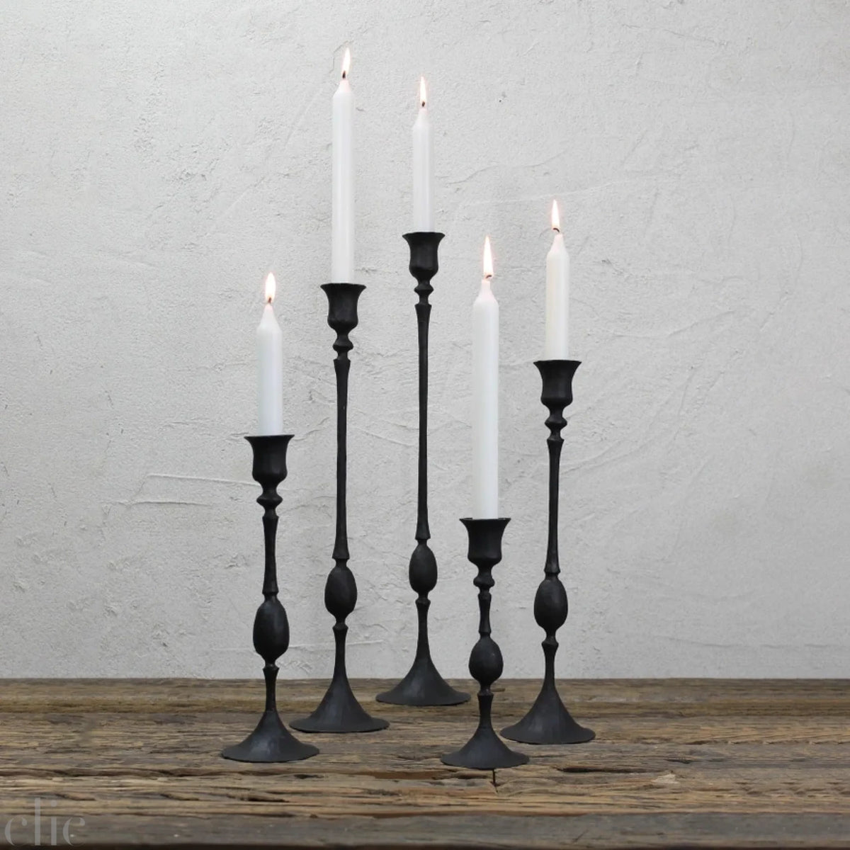 Medium Petro Taper Candle Holder in Black, from HomArt