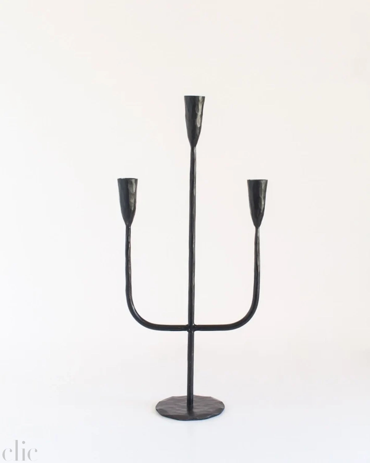 Hand Forged Iron Candelabra Candle Holder in Black