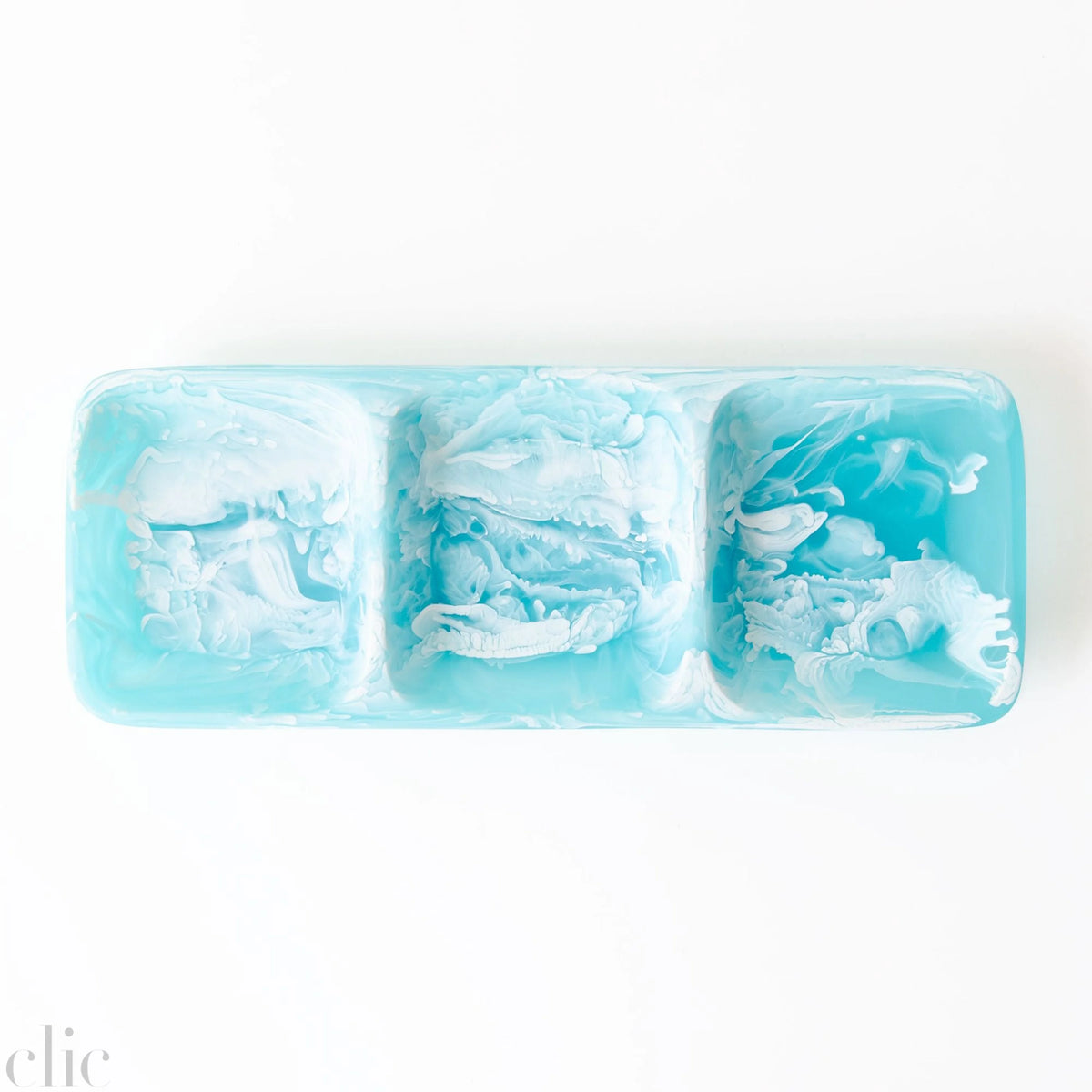 3 Part Tray in Aqua Swirl, from Nashi Home