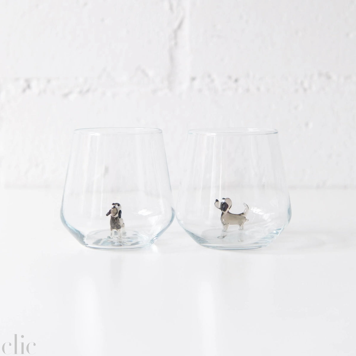 Dog Drinking Glass