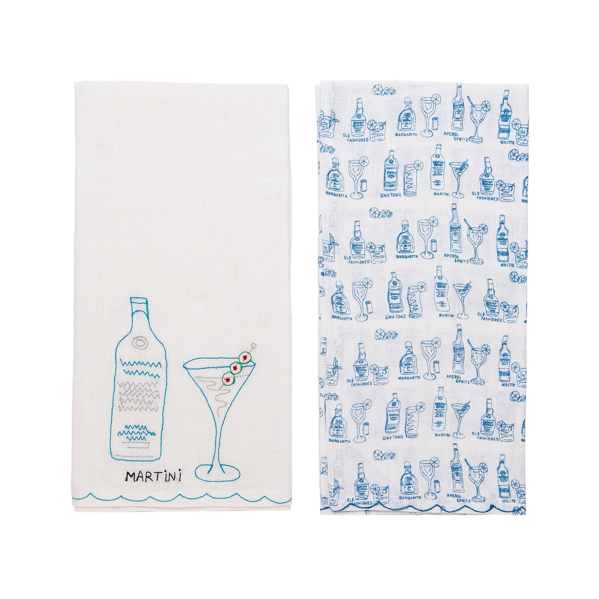 Set of 2 Martini Linen Tea Towels, from Pomegranate