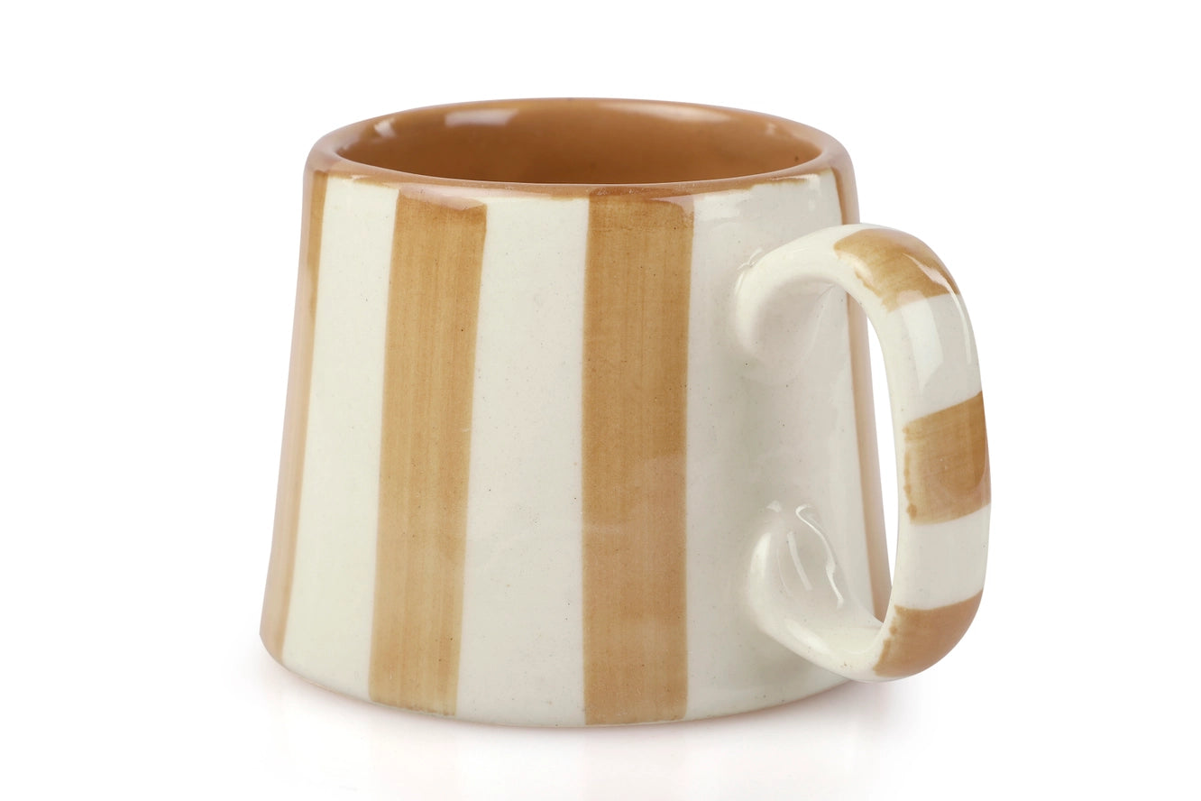 Ceramic Stripe Coffee Cup in brown, from Casa Amarosa
