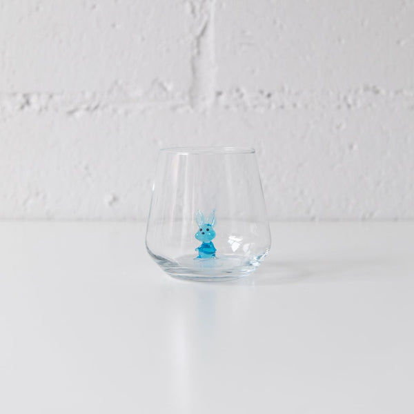 Rabbit Drinking Glass in Blue