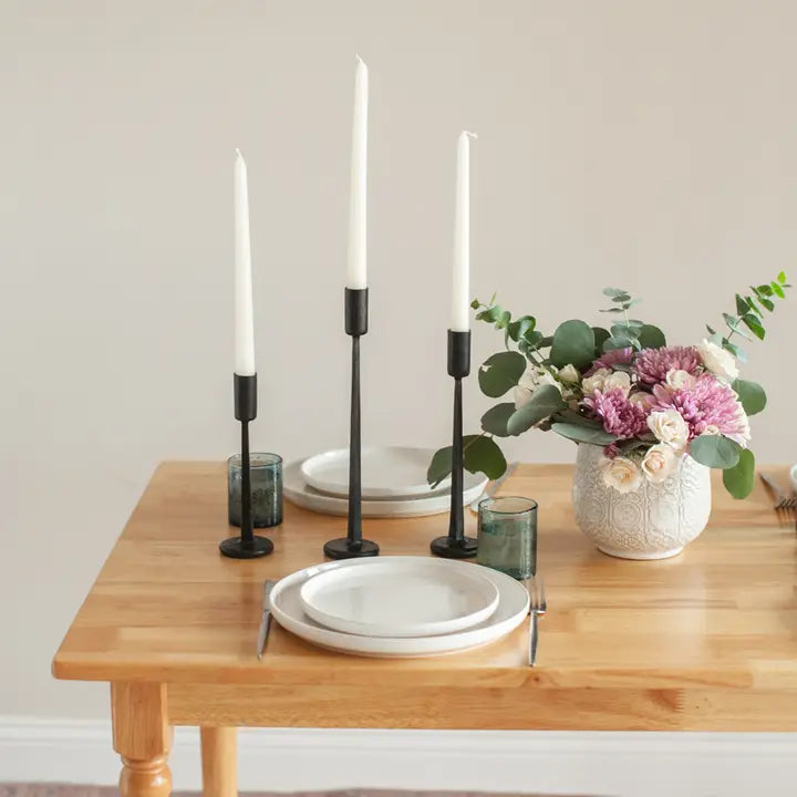 Set of 3 Dante Iron Candle Stick Holders in Black, from Creative Women