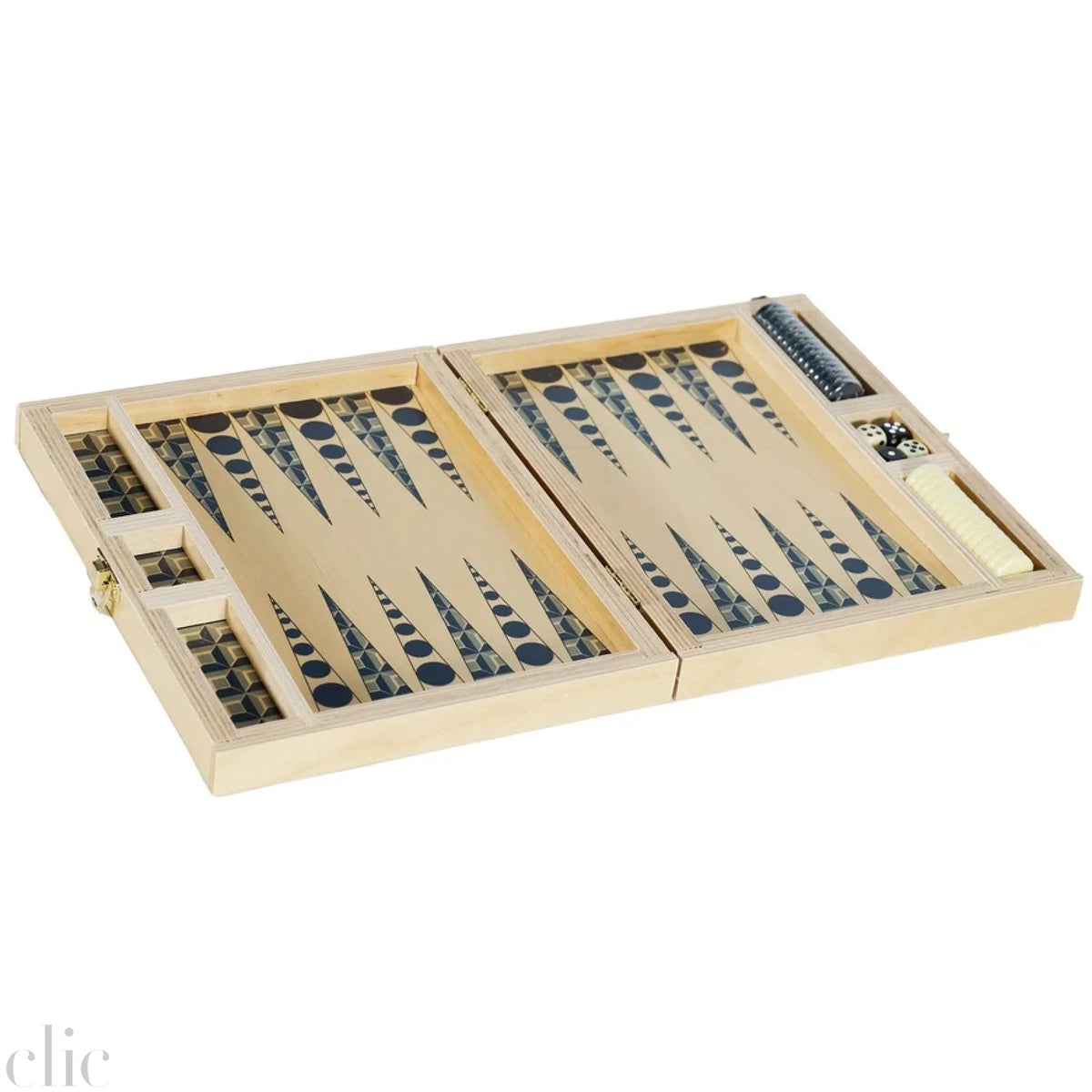 Grid Navy Travel Backgammon Set, from Wolfum