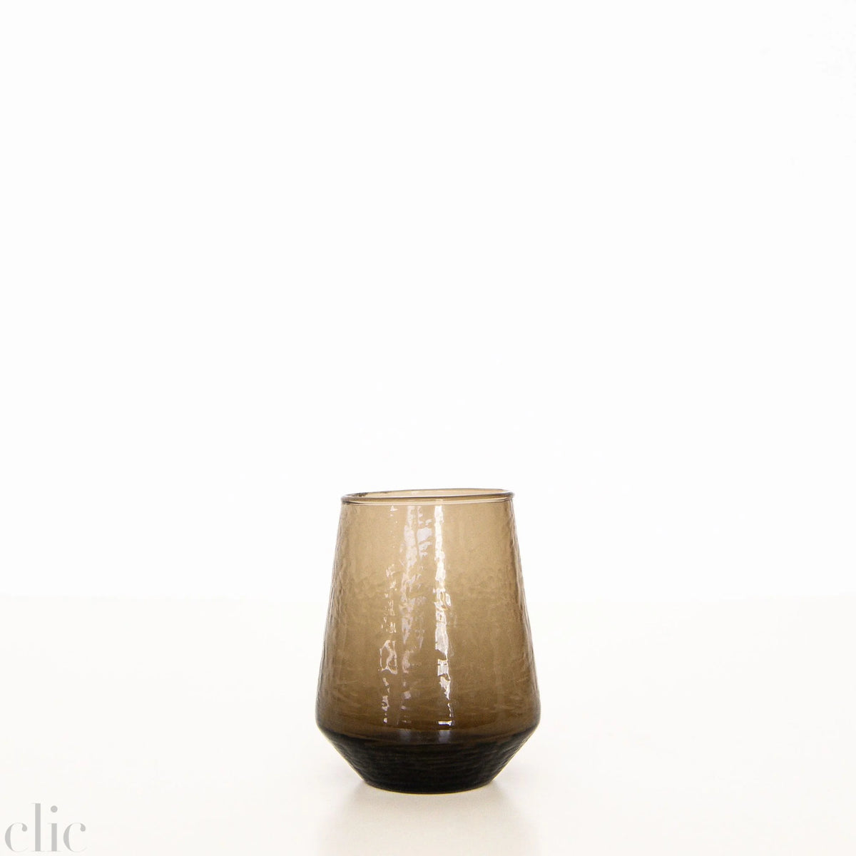 Handblown Hammered Glass Tumbler in Smoke