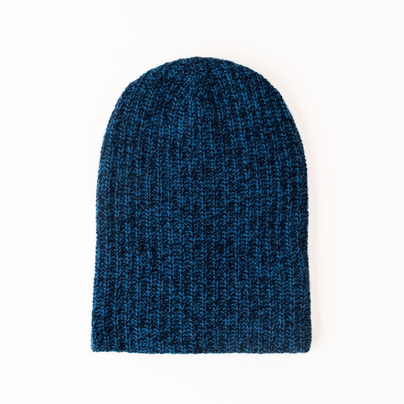 Cashmere Marled Luxe Beanie in Blue, from White & WArren