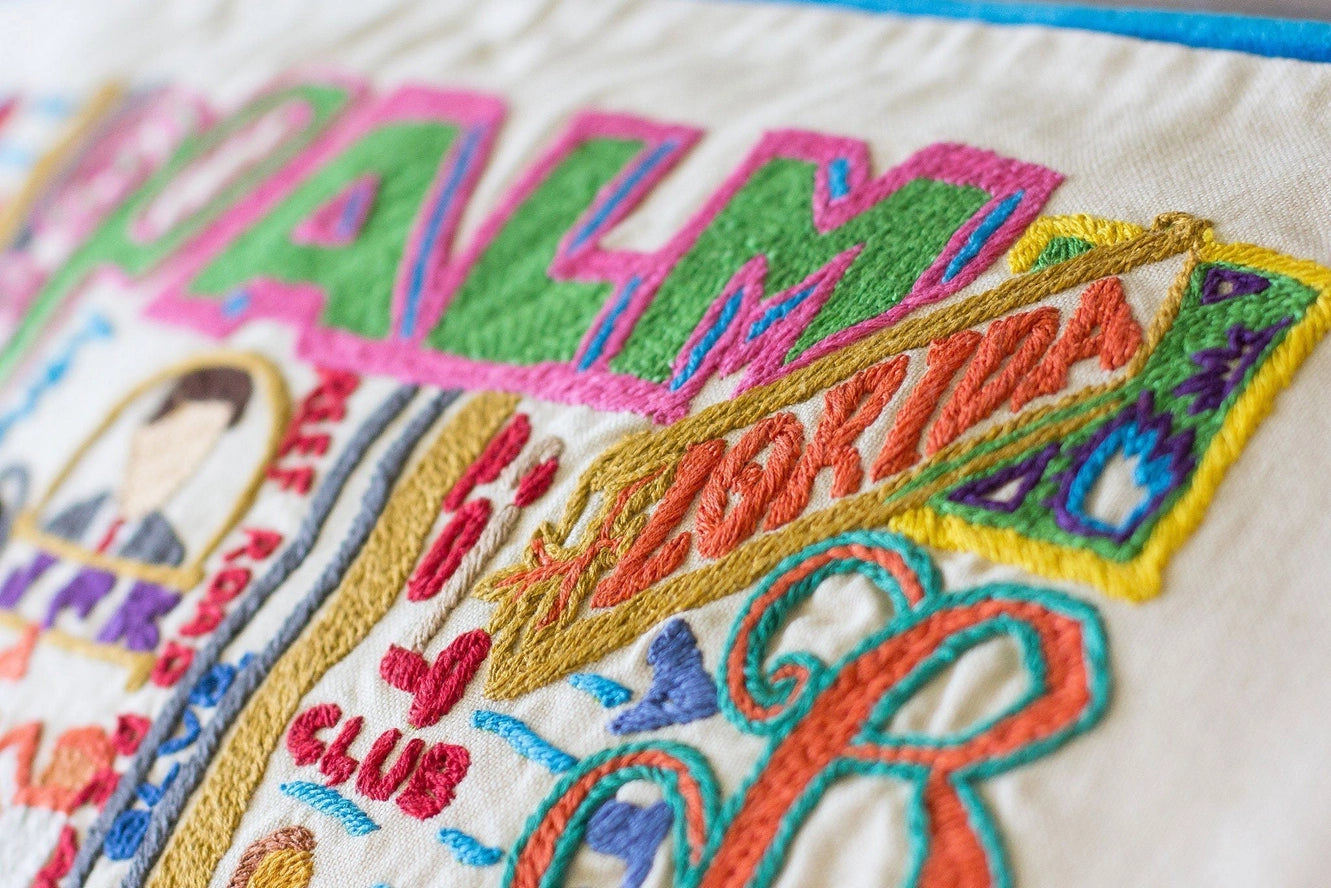 Palm Beach Hand-Embroidered Pillow