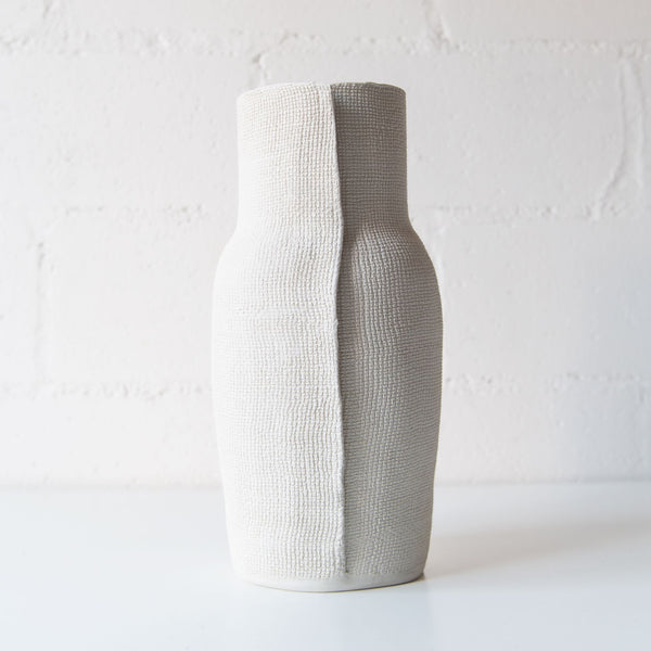 Burlap Bottle in White, from CYM Ceramics