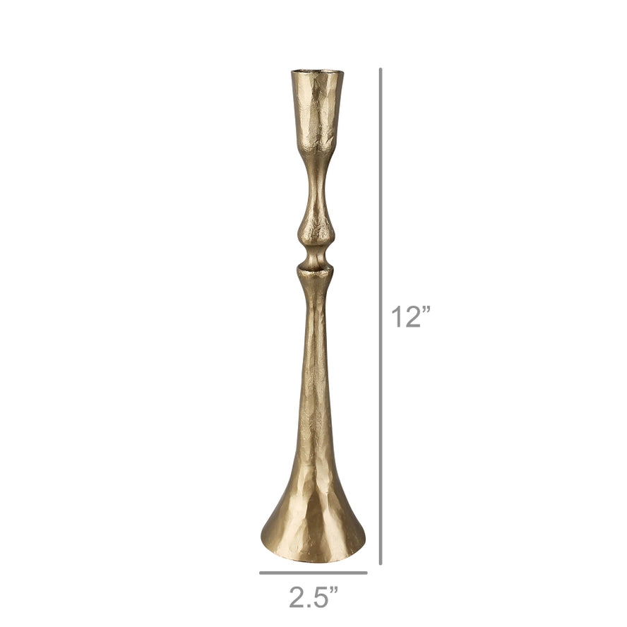 Medium Nikki Taper Candle Holder in Brass, from HomArt