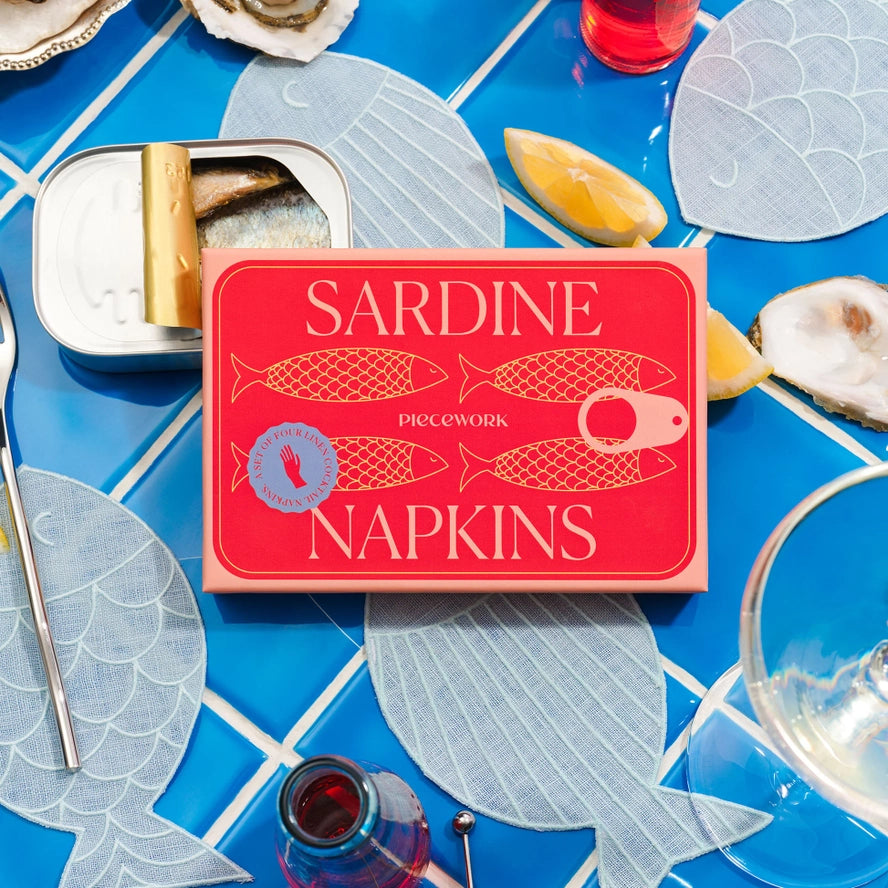 Set of 4 Sardine Cocktail Napkins, from Piecwork