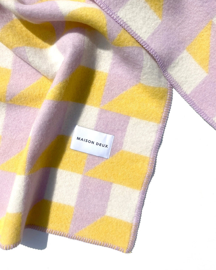 Cubics Blanket in Lilac and Sun, from Maison Deux