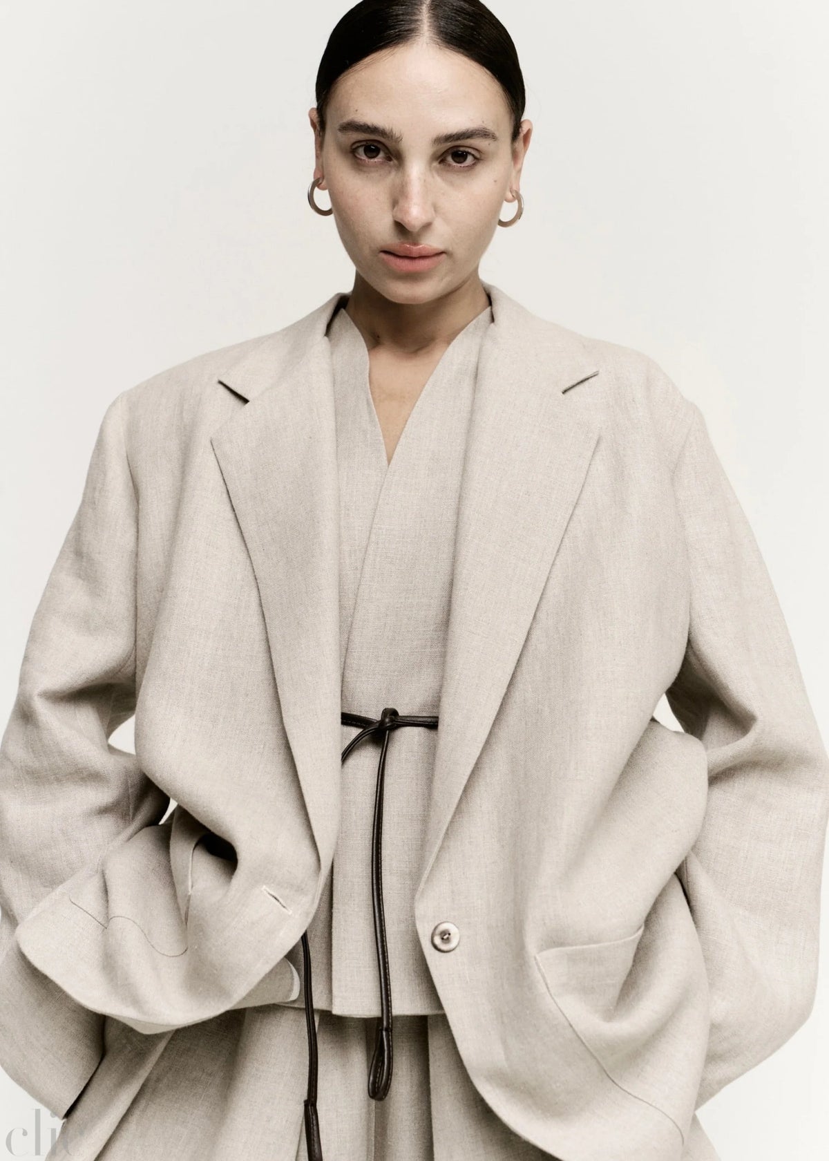 Oversize Boxy Blazer in Natural, from Modern Weaving
