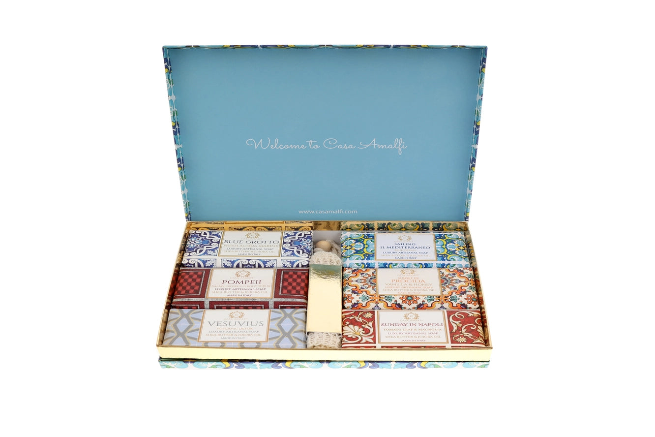 Sailing Il Mediterraneo 6 Pack Soap Bars + Sisal Bag, from Casa Amalfi