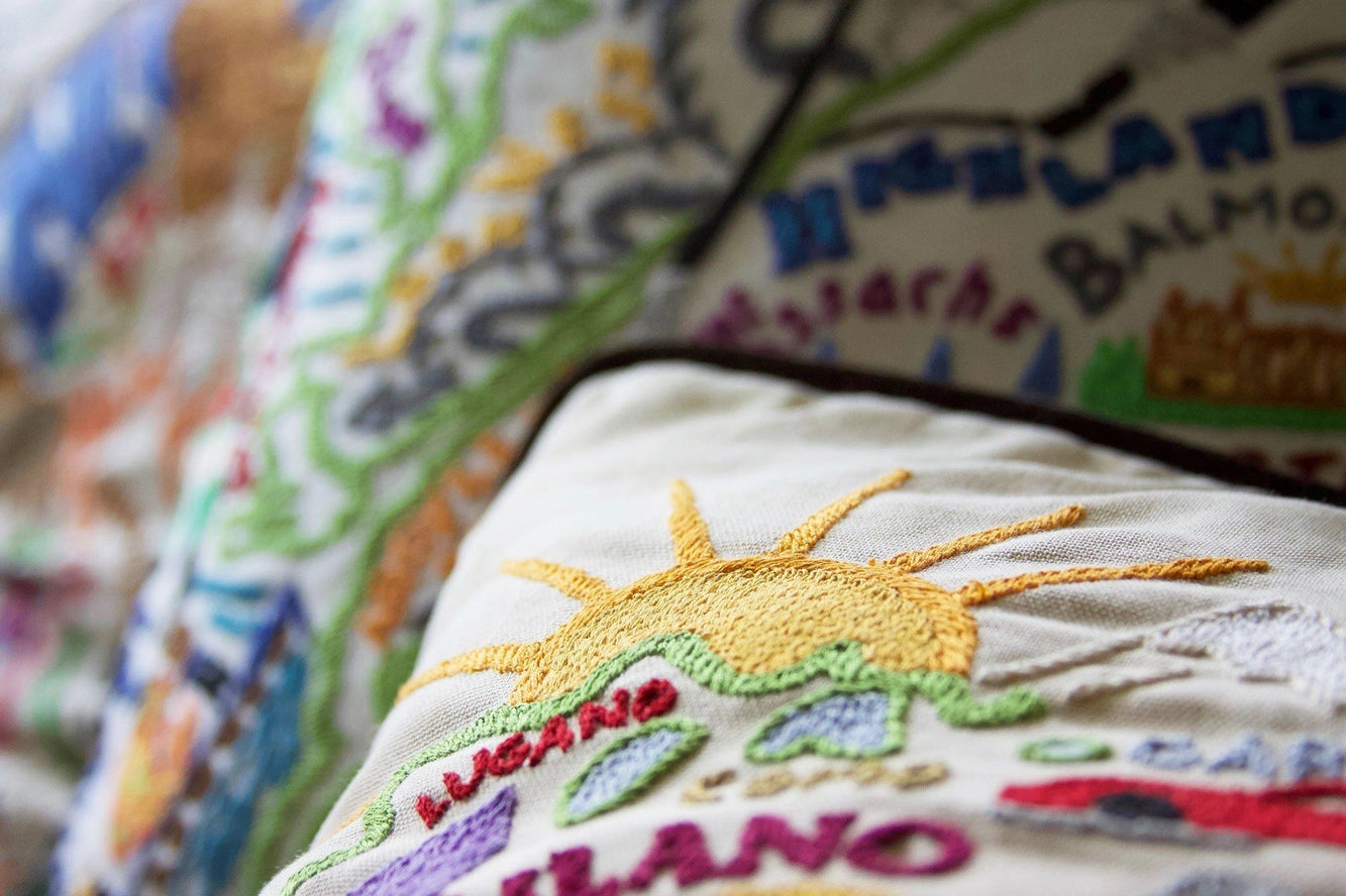Italy Hand-Embroidered Pillow