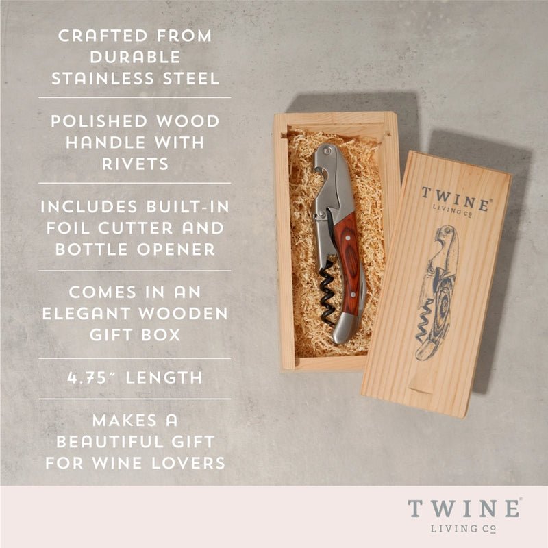 Double-Hinged Corkscrew With Rosewood Handle, from Twine