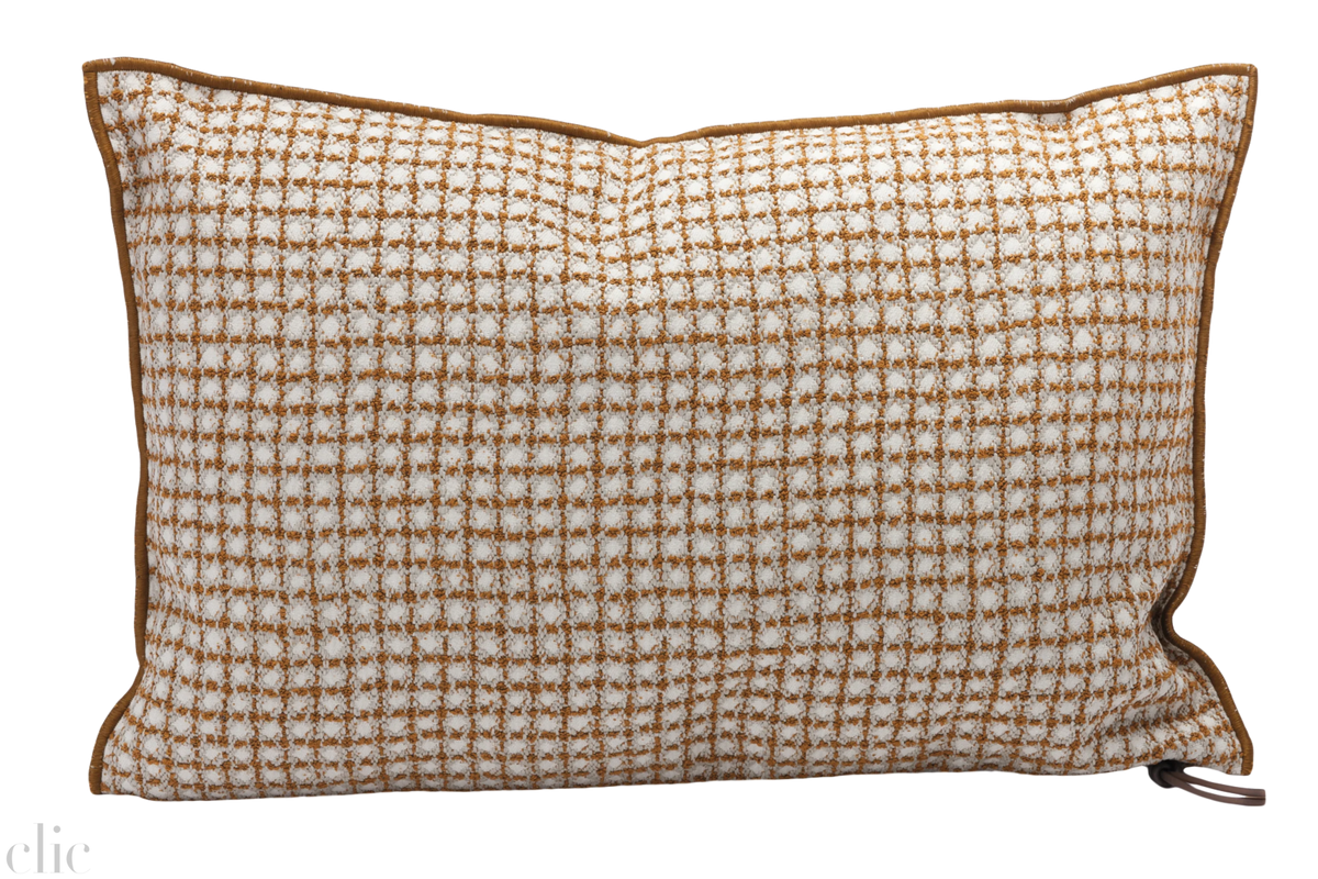 Bistrot Jaquard Outdoor Pillow 16x24 in Ambre, from Maison de Vacances