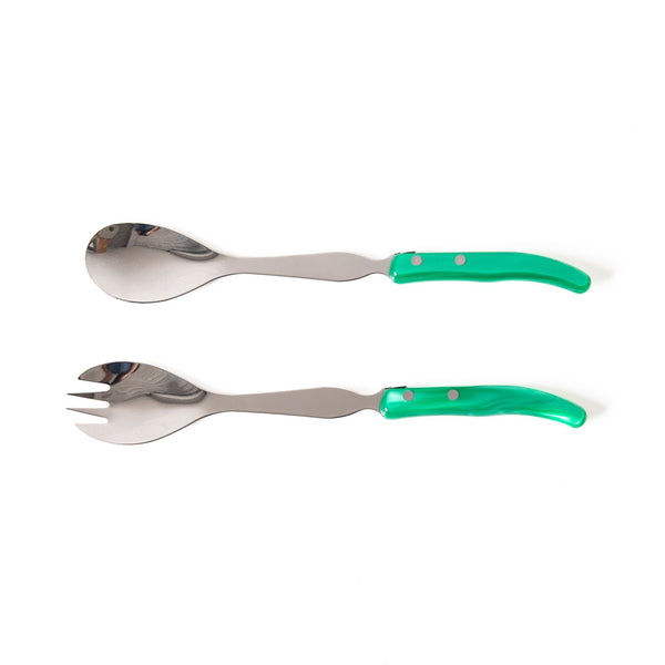 Berlingot Salad Servers in Green Grass, from Claude Dozorme