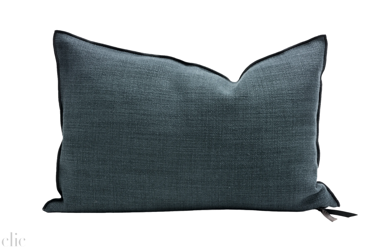 Vintage Canvas Linen Petrole Pillow 16x24, from Maison de Vacances
