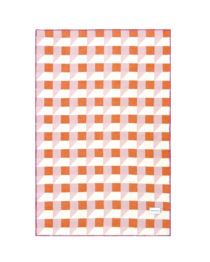 Cubics Blanket in Pink and Carrott, from Maison Deux