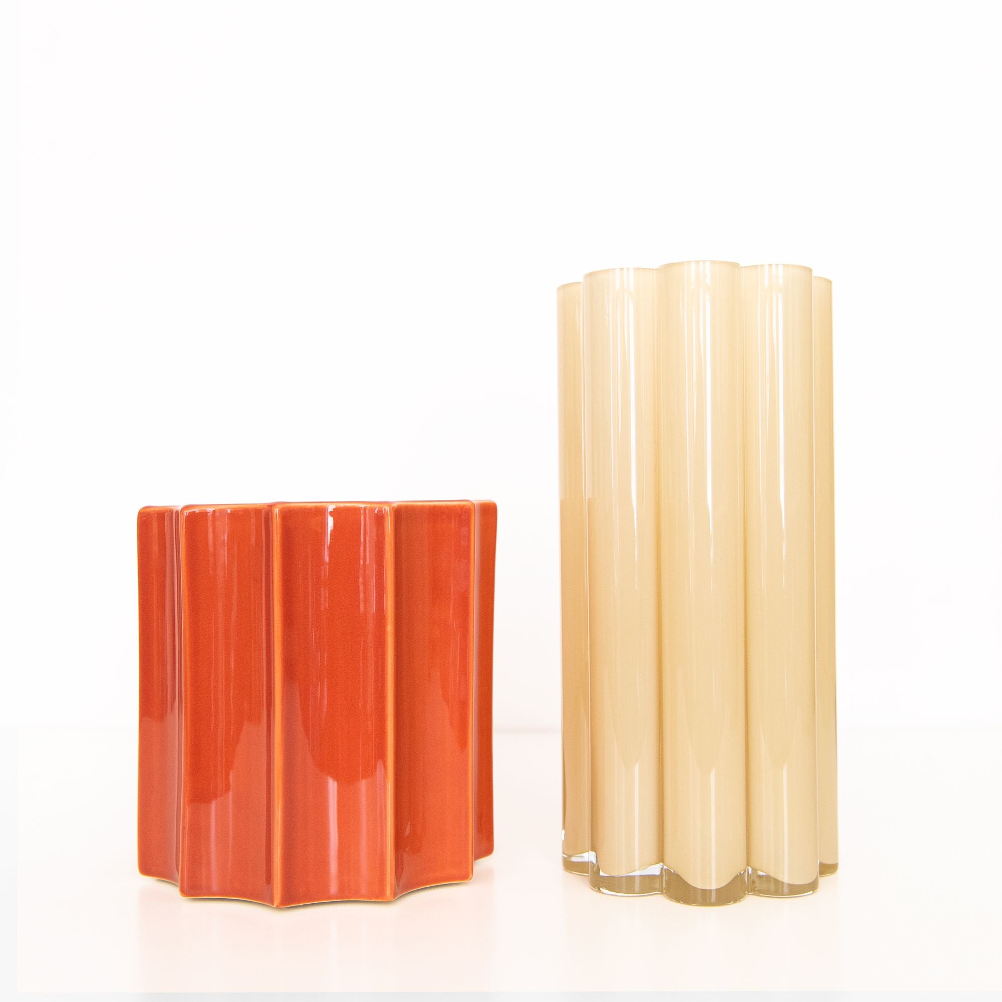 Duetto Vase in Amber Yellow and Terracotta, from The Socialite Family