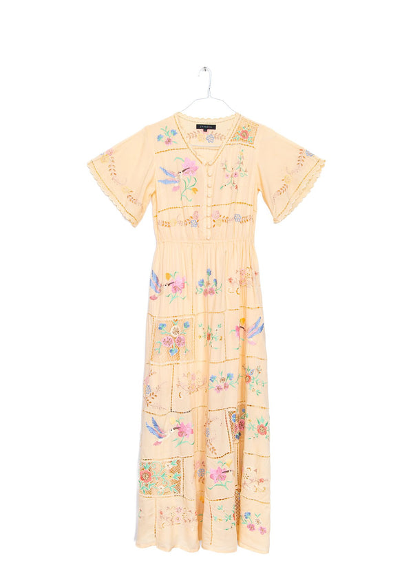 Hummingbird Panel Dress in Vanilla, from Zaimara