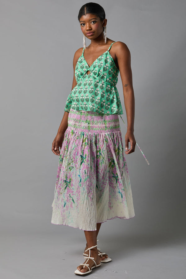 Smocked Midi skirt in  in Lilac Laburnum, from Hope for Flowers