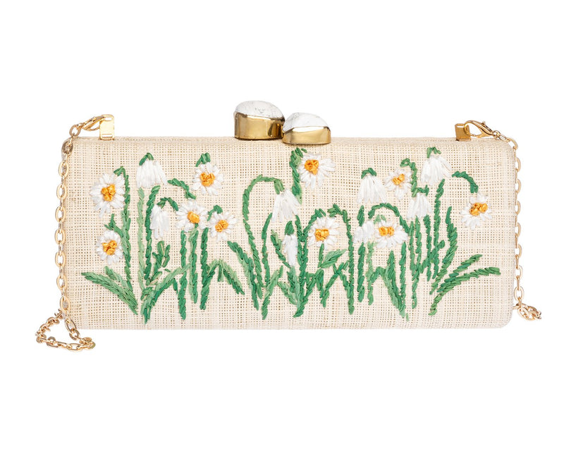 Alessandra Long Clutch in Natural & White, Rafé New York